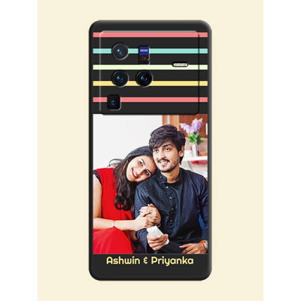 Color Stripes with Photo and Text on Photo on Space Black Soft Matte Mobile Case - Vivo X80 Pro 5G Color Stripes with Photo and Text on Photo on Space Black Soft Matte Mobile Case - Vivo X80 Pro 5G