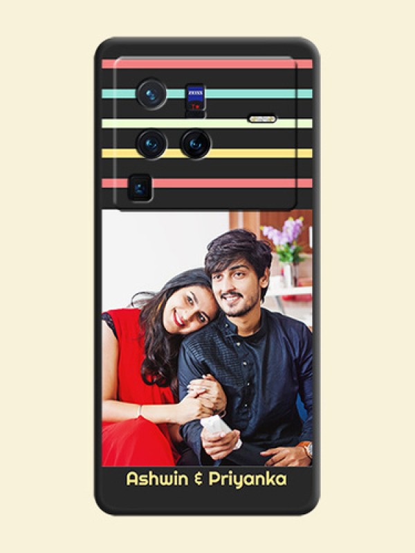 Color Stripes with Photo and Text on Photo on Space Black Soft Matte Mobile Case - Vivo X80 Pro 5G