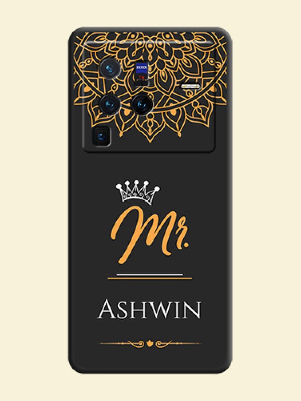 Mr Name with Floral Design  on Personalised Space Black Soft Matte Cases - Vivo X80 Pro 5G