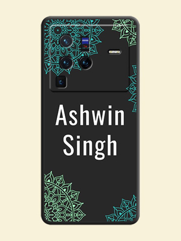 Your Name with Floral Design on Space Black Custom Soft Matte Back Cover - Vivo X80 Pro 5G