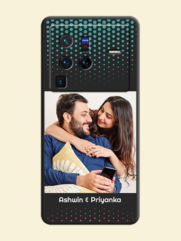 Faded Dots with Grunge Photo Frame and Text on Space Black Custom Soft Matte Phone Cases - Vivo X80 Pro 5G