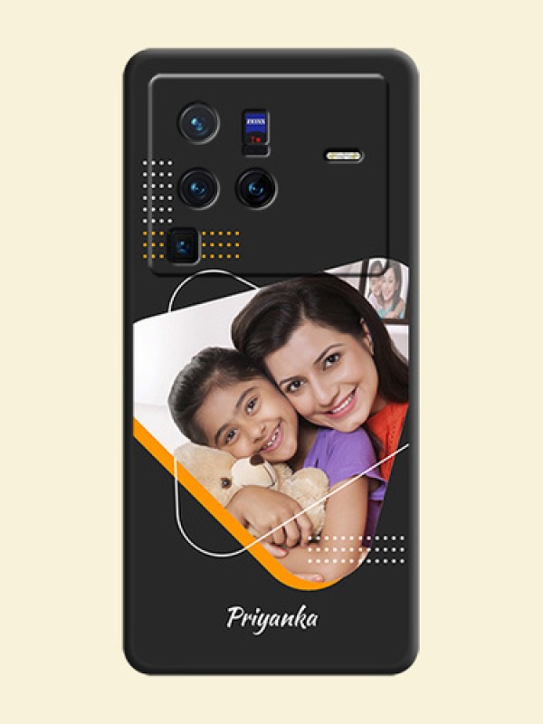 Yellow Triangle on Photo on Space Black Soft Matte Phone Cover - Vivo X80 Pro 5G