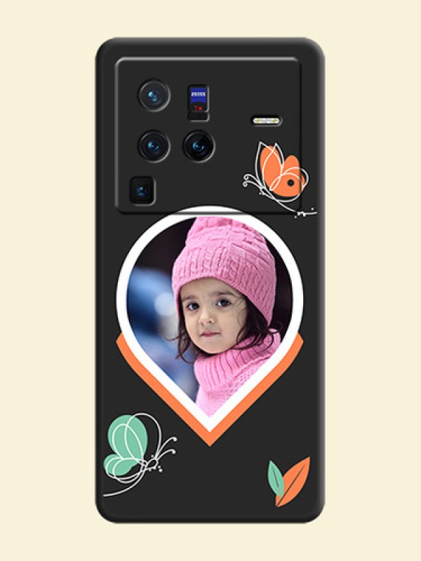 Upload Pic With Simple Butterly Design On Space Black Personalized Soft Matte Phone Covers -Vivo X80 Pro 5G