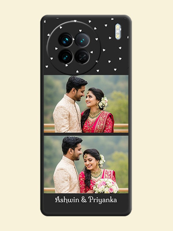 Miniature Love Symbols with Name on Space Black Custom Soft Matte Back Cover - Vivo X90 5G