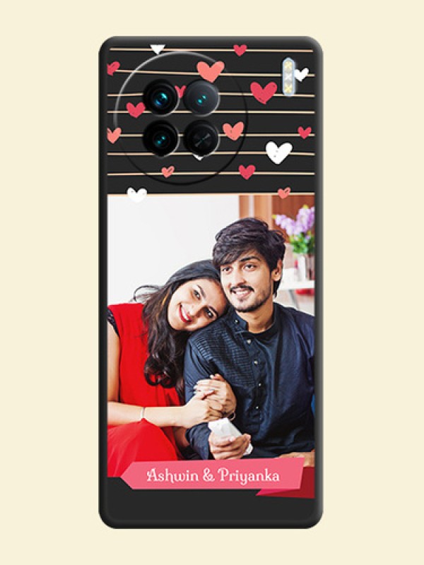 Love Pattern with Name on Pink Ribbon  on Photo on Space Black Soft Matte Back Cover - Vivo X90 5G