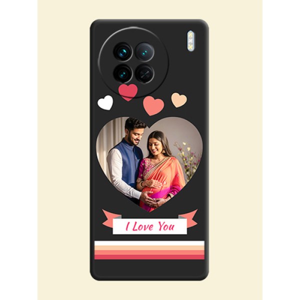 Love Shaped Photo with Colorful Stripes on Personalised Space Black Soft Matte Cases - Vivo X90 5G Love Shaped Photo with Colorful Stripes on Personalised Space Black Soft Matte Cases - Vivo X90 5G