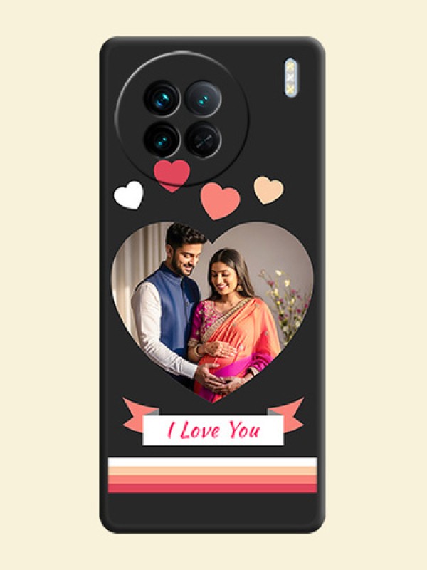 Love Shaped Photo with Colorful Stripes on Personalised Space Black Soft Matte Cases - Vivo X90 5G