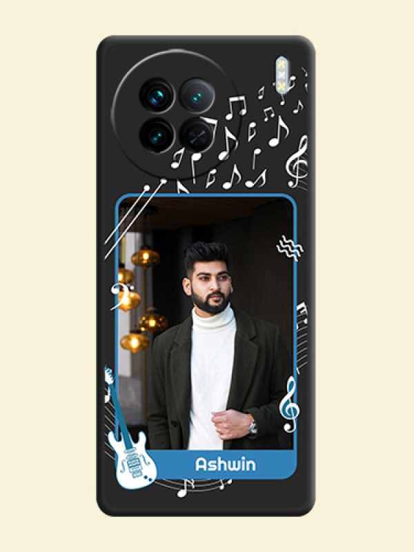 Musical Theme Design with Text on Photo on Space Black Soft Matte Mobile Case - Vivo X90 5G