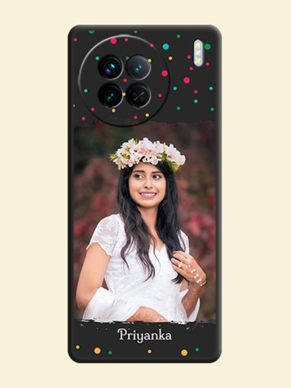 Multicolor Dotted Pattern with Text on Space Black Custom Soft Matte Phone Back Cover - Vivo X90 5G