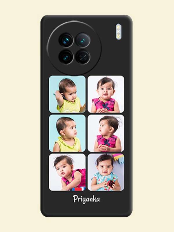 Floral Art with 6 Image Holder on Photo on Space Black Soft Matte Mobile Case - Vivo X90 5G
