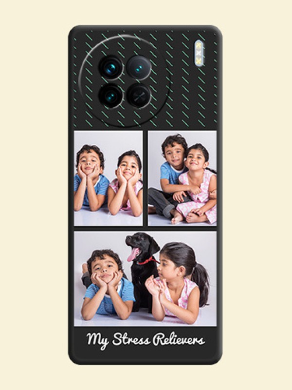 Cross Dotted Pattern with 2 Image Holder  on Personalised Space Black Soft Matte Cases - Vivo X90 5G