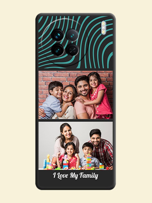 Wave Pattern with 2 Image Holder on Space Black Personalized Soft Matte Phone Covers - Vivo X90 5G