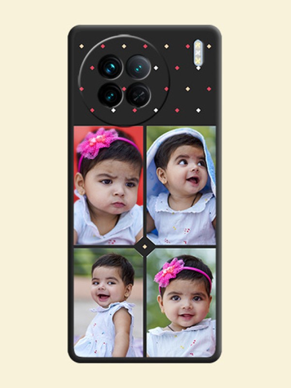 Multicolor Dotted Pattern with 4 Image Holder on Space Black Custom Soft Matte Phone Cases - Vivo X90 5G
