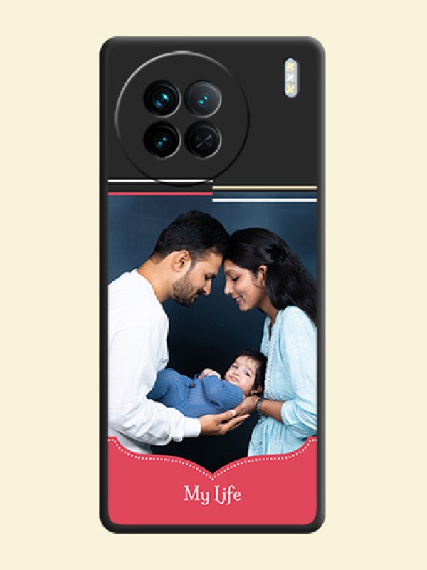 Classic Plain Design with Name on Photo on Space Black Soft Matte Phone Cover - Vivo X90 5G