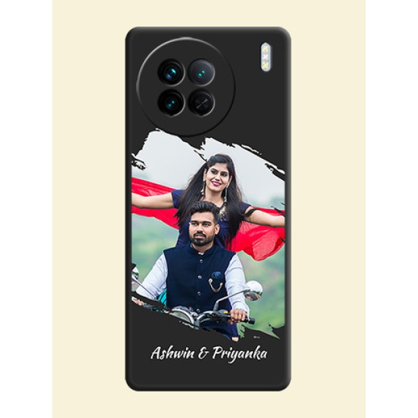 Grunge Brush Strokes on Photo on Space Black Soft Matte Back Cover - Vivo X90 5G Grunge Brush Strokes on Photo on Space Black Soft Matte Back Cover - Vivo X90 5G