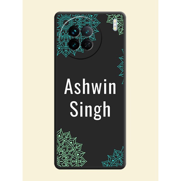 Your Name with Floral Design on Space Black Custom Soft Matte Back Cover - Vivo X90 5G Your Name with Floral Design on Space Black Custom Soft Matte Back Cover - Vivo X90 5G