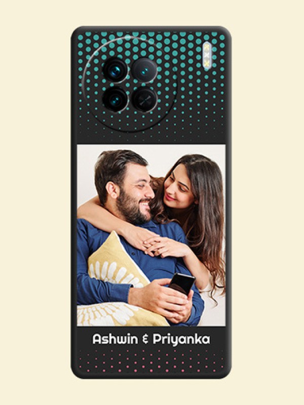 Faded Dots with Grunge Photo Frame and Text on Space Black Custom Soft Matte Phone Cases - Vivo X90 5G
