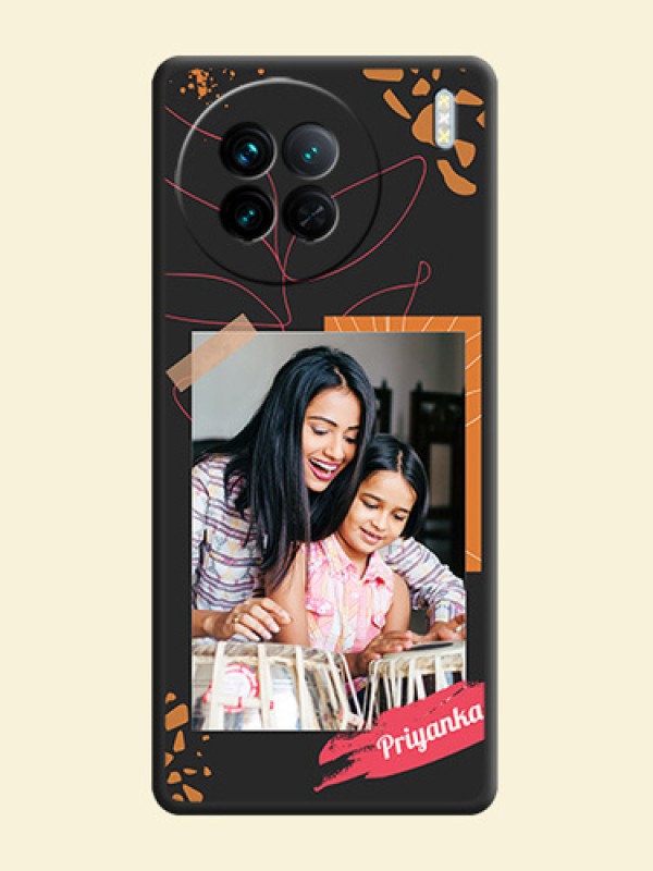 Orange Photo Frame on Space Black Custom Soft Matte Phone Back Cover - Vivo X90 5G