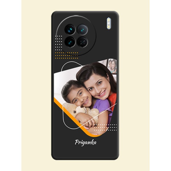 Yellow Triangle on Photo on Space Black Soft Matte Phone Cover - Vivo X90 5G Yellow Triangle on Photo on Space Black Soft Matte Phone Cover - Vivo X90 5G