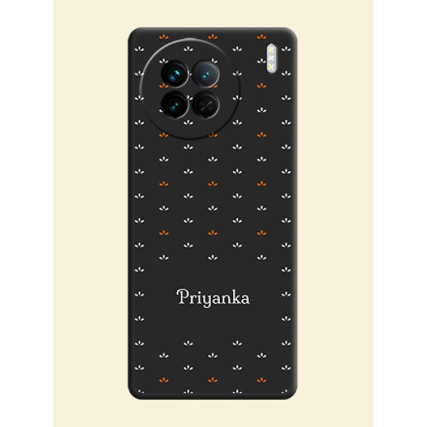 Simple Pattern With Custom Text On Space Black Personalized Soft Matte Phone Covers -Vivo X90 5G Simple Pattern With Custom Text On Space Black Personalized Soft Matte Phone Covers -Vivo X90 5G