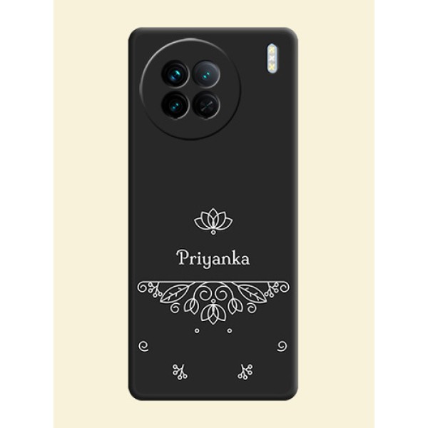Lotus Garden Custom Text On Space Black Personalized Soft Matte Phone Covers -Vivo X90 5G Lotus Garden Custom Text On Space Black Personalized Soft Matte Phone Covers -Vivo X90 5G