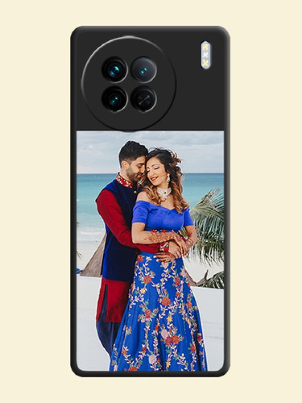 Image Upload With Space Black Color On Custom Soft Matte Mobile Back Cover - Vivo X90 5G