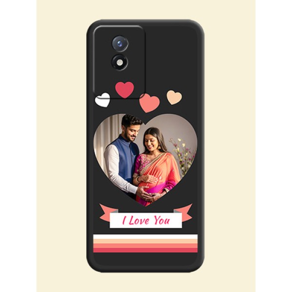 Love Shaped Photo with Colorful Stripes on Personalised Space Black Soft Matte Cases - Vivo Y02t Love Shaped Photo with Colorful Stripes on Personalised Space Black Soft Matte Cases - Vivo Y02t