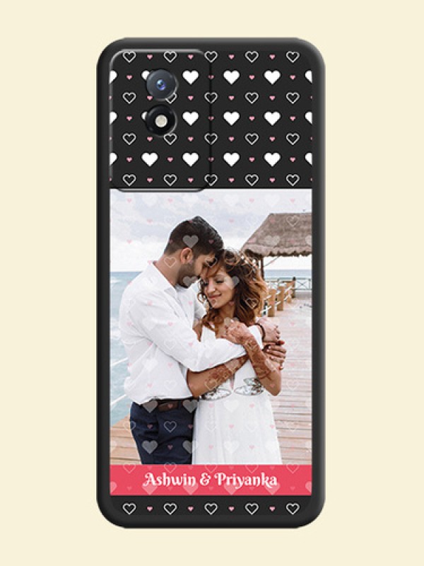 White Color Love Symbols with Text Design on Photo on Space Black Soft Matte Phone Cover - Vivo Y02t