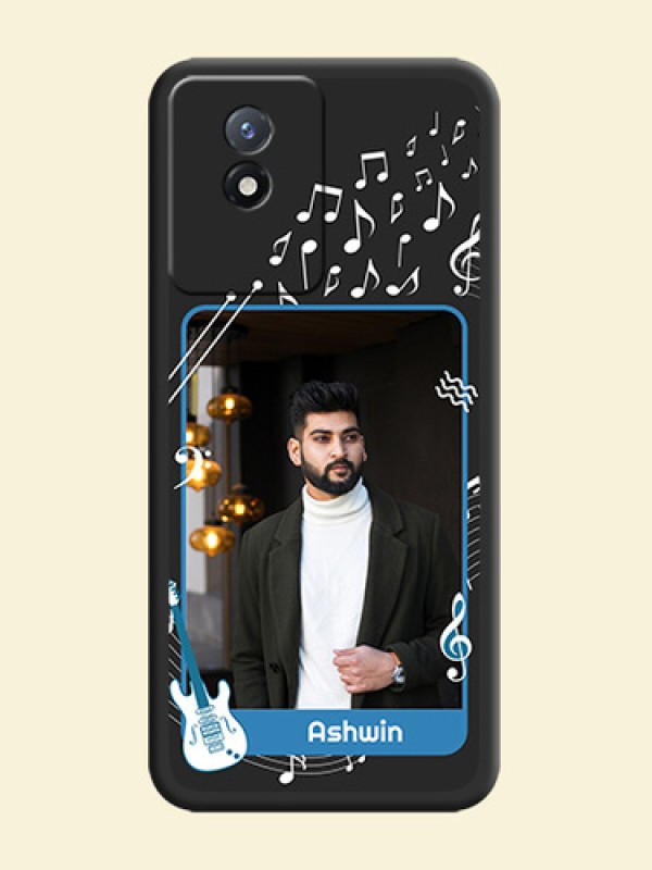 Musical Theme Design with Text on Photo on Space Black Soft Matte Mobile Case - Vivo Y02t
