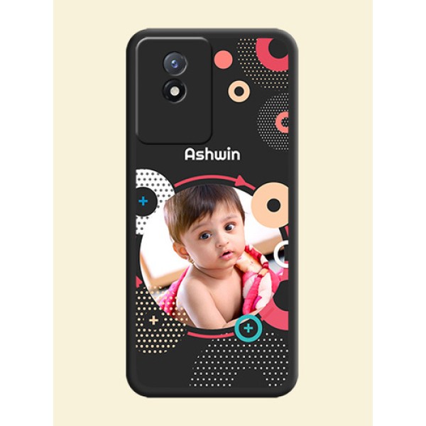 Multicoloured Round Image on Personalised Space Black Soft Matte Cases - Vivo Y02t Multicoloured Round Image on Personalised Space Black Soft Matte Cases - Vivo Y02t