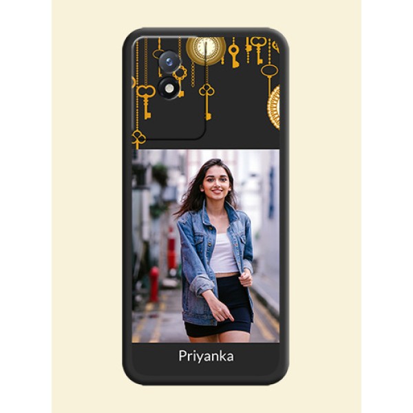 Decorative Design with Text on Space Black Custom Soft Matte Back Cover - Vivo Y02t