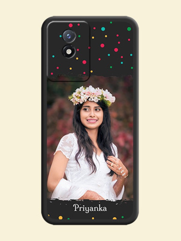 Multicolor Dotted Pattern with Text on Space Black Custom Soft Matte Phone Back Cover - Vivo Y02t