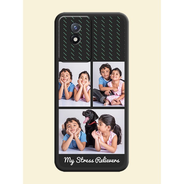 Cross Dotted Pattern with 2 Image Holder on Personalised Space Black Soft Matte Cases - Vivo Y02t Cross Dotted Pattern with 2 Image Holder on Personalised Space Black Soft Matte Cases - Vivo Y02t