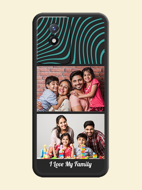Wave Pattern with 2 Image Holder on Space Black Personalized Soft Matte Phone Covers - Vivo Y02t