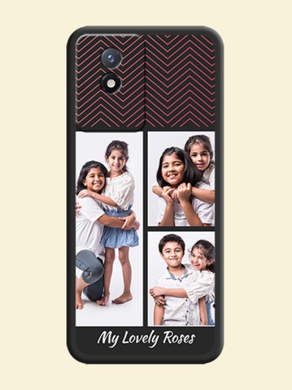 Wave Pattern with 3 Image Holder on Space Black Custom Soft Matte Back Cover - Vivo Y02t