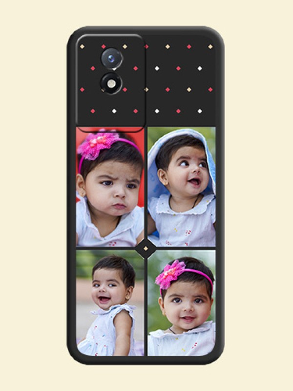 Multicolor Dotted Pattern with 4 Image Holder on Space Black Custom Soft Matte Phone Cases - Vivo Y02t