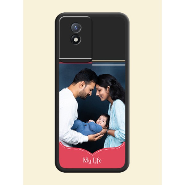 Classic Plain Design with Name on Photo on Space Black Soft Matte Phone Cover - Vivo Y02t Classic Plain Design with Name on Photo on Space Black Soft Matte Phone Cover - Vivo Y02t