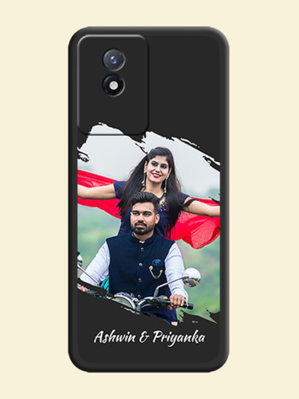 Grunge Brush Strokes on Photo on Space Black Soft Matte Back Cover - Vivo Y02t