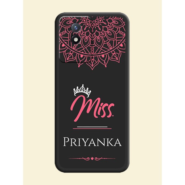 Mrs Name with Floral Design on Space Black Personalized Soft Matte Phone Covers - Vivo Y02t Mrs Name with Floral Design on Space Black Personalized Soft Matte Phone Covers - Vivo Y02t
