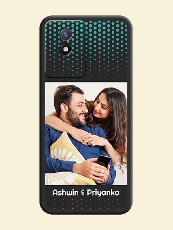 Faded Dots with Grunge Photo Frame and Text on Space Black Custom Soft Matte Phone Cases - Vivo Y02t