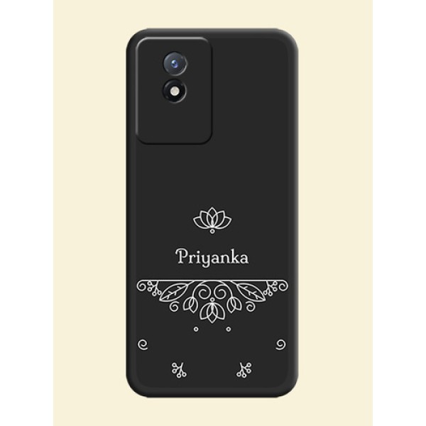 Lotus Garden Custom Text On Space Black Personalized Soft Matte Phone Covers -Vivo Y02T Lotus Garden Custom Text On Space Black Personalized Soft Matte Phone Covers -Vivo Y02T