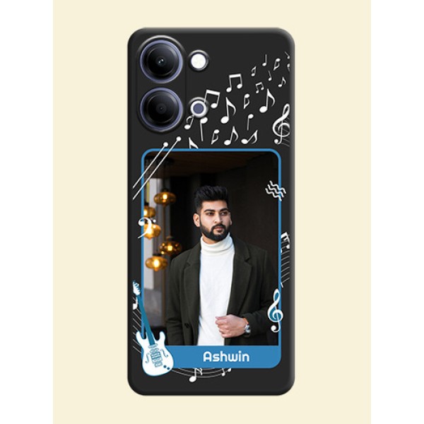 Musical Theme Design with Text on Photo On Space Black Custom Soft Matte Mobile Back Cover - Vivo Y05 4G