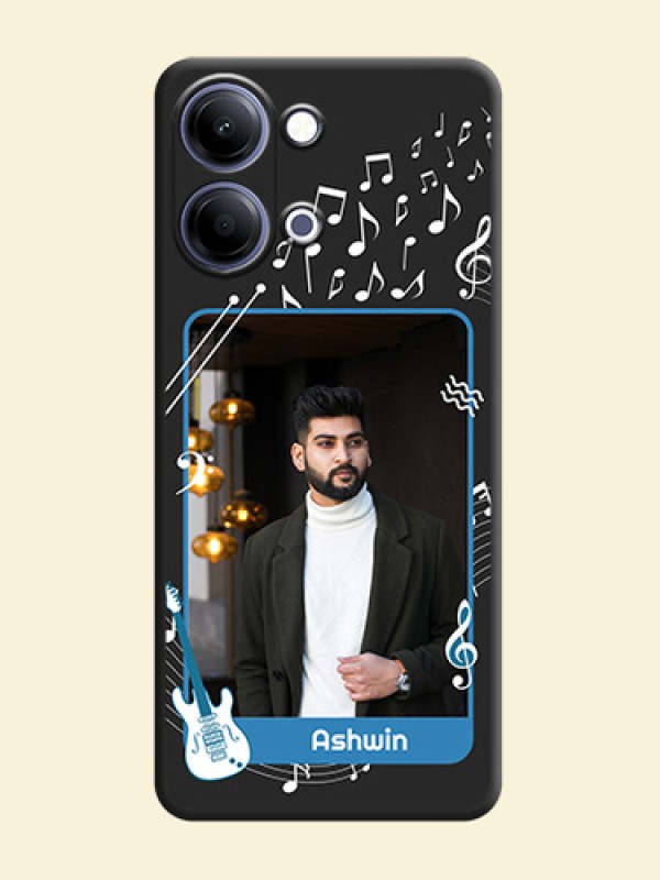 Musical Theme Design with Text on Photo On Space Black Custom Soft Matte Mobile Back Cover - Vivo Y05 4G