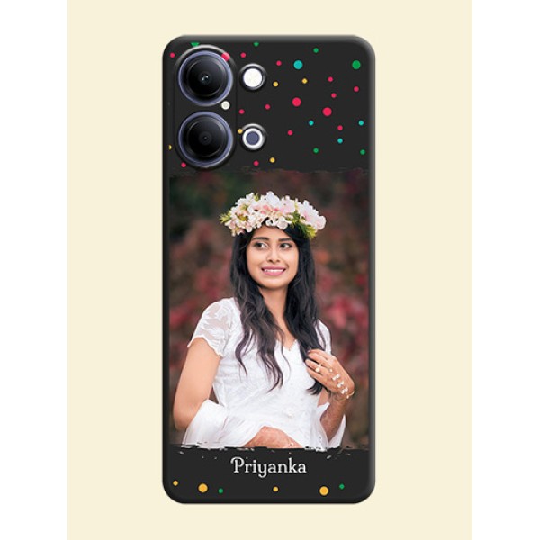 Multicolor Dotted Pattern with Text On Space Black Custom Soft Matte Mobile Back Cover - Vivo Y05 4G Multicolor Dotted Pattern with Text On Space Black Custom Soft Matte Mobile Back Cover - Vivo Y05 4G