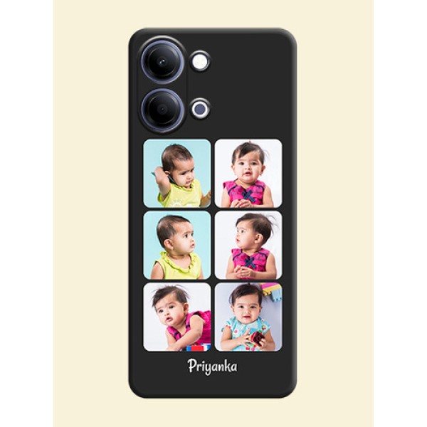 Floral Art with 6 Image Holder on Photo On Space Black Custom Soft Matte Mobile Back Cover - Vivo Y05 4G Floral Art with 6 Image Holder on Photo On Space Black Custom Soft Matte Mobile Back Cover - Vivo Y05 4G