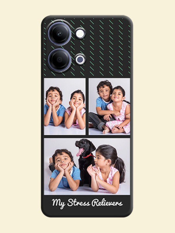 Cross Dotted Pattern with 2 Image Holder On Space Black Custom Soft Matte Mobile Back Cover - Vivo Y05 4G