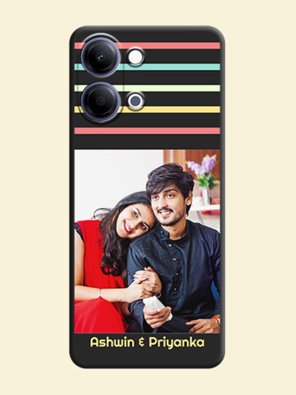 Color Stripes with Photo and Text on Photo On Space Black Custom Soft Matte Mobile Back Cover - Vivo Y05 4G