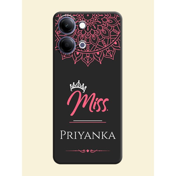Mrs Name with Floral Design On Space Black Custom Soft Matte Mobile Back Cover - Vivo Y05 4G Mrs Name with Floral Design On Space Black Custom Soft Matte Mobile Back Cover - Vivo Y05 4G