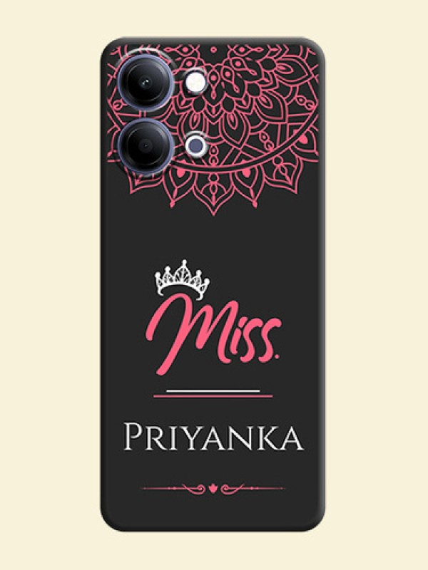 Mrs Name with Floral Design On Space Black Custom Soft Matte Mobile Back Cover - Vivo Y05 4G