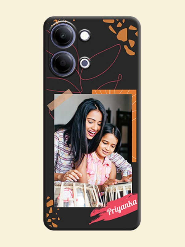 Orange Photo Frame On Space Black Custom Soft Matte Mobile Back Cover - Vivo Y05 4G